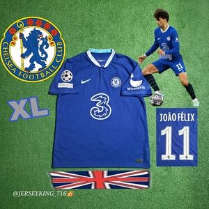 Nike Chelsea FC Joao Felix #11 2022/2023 Home Blue Jersey UCL Patches XL